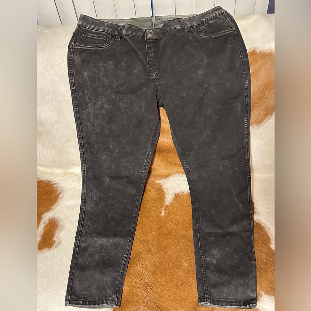 REVERSIBLE! Black Denim Jeans w/ Green Camo on the Flip Side, 2-pair-for-1, 18